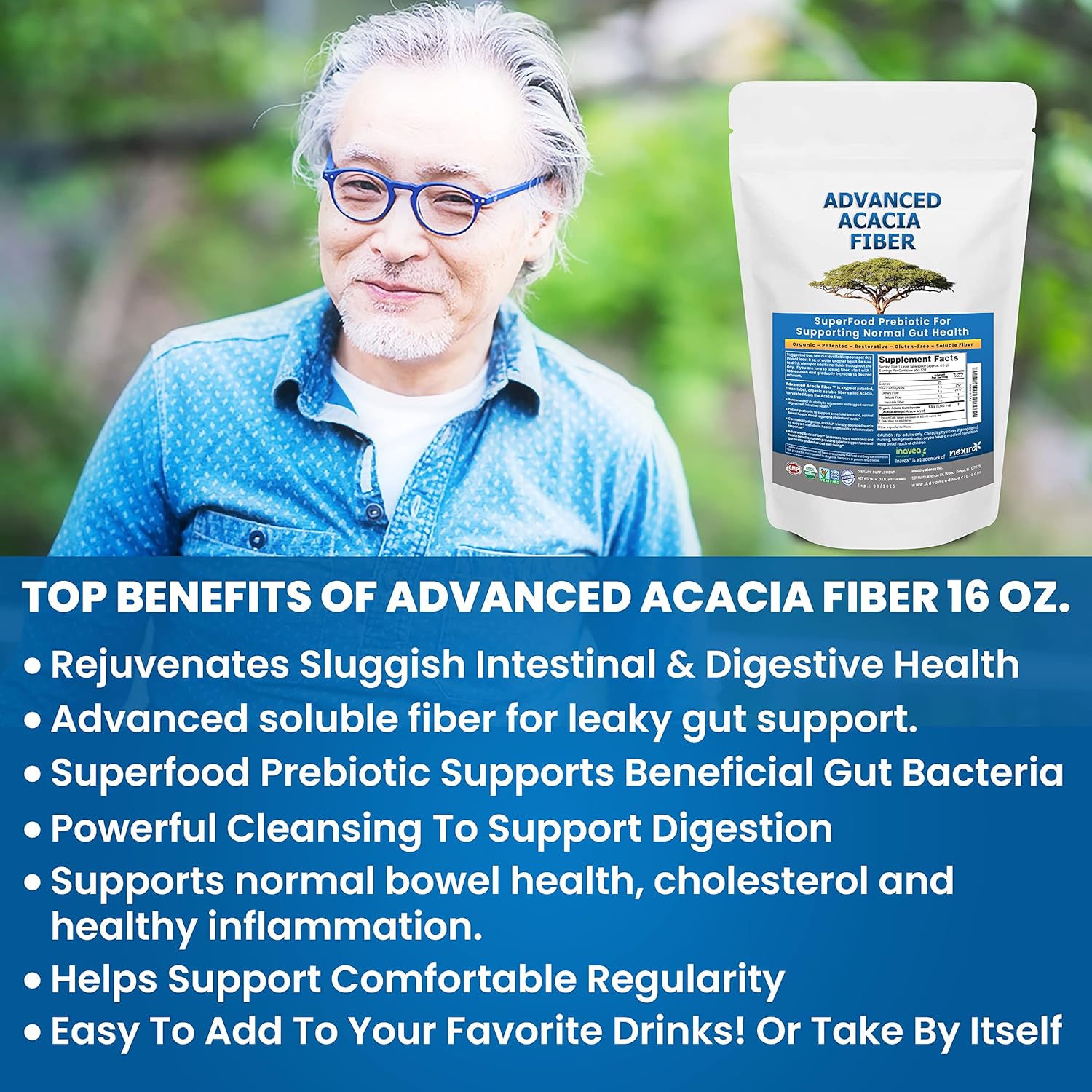 Advanced Acacia Fiber Powder 16oz Soluble Fiber Leaky Gut Repair Powder. Organic Fiber Supplement Powder for Gut Health, Regularity, Digestive Rejuvenation : Health & Household