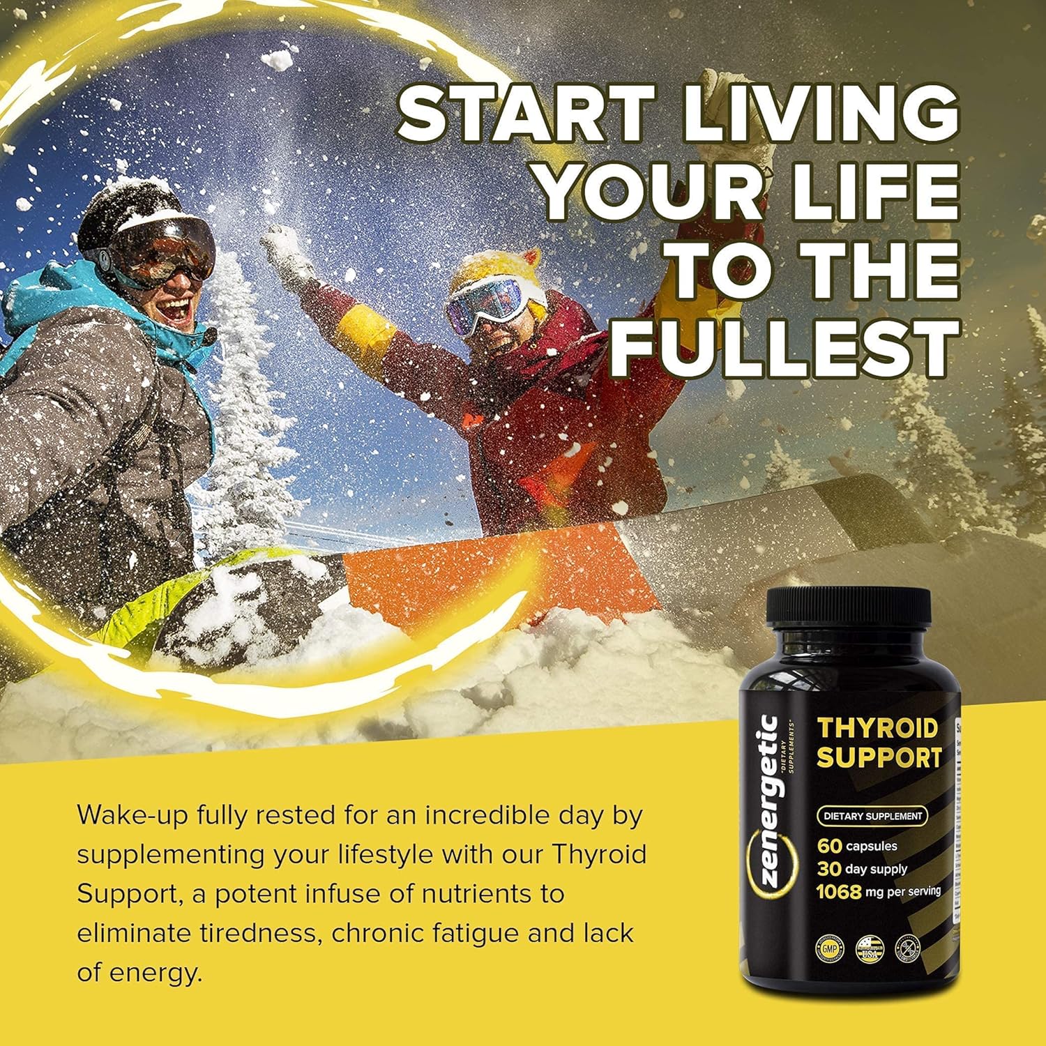 Zenergetic Thyroid Support Supplement With L Tyrosine & Iodine ¦ Focus, Clarity, Energy & Metabolism ¦ Ashwagandha, Vitamin B-12, Magnesium, Schisandra ¦ Hormonal Balance For Women & Men ¦ Non Gmo : Health & Household