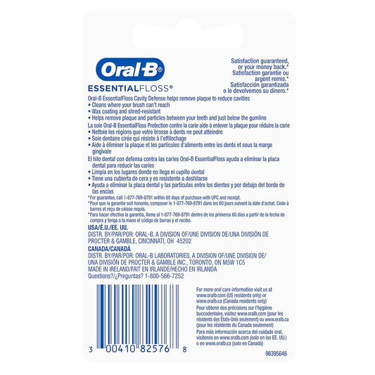 Oral-B Dental Floss, Essentialfloss Cavity Defense, 50 M, Pack Of 24