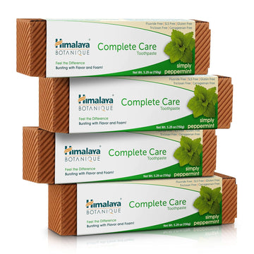 Himalaya Botanique Complete Care Toothpaste, Herbal, Peppermint Flavor, Fights Plaque, Freshens Breath, Fluoride Free, No Artificial Flavors, Sls Free, Cruelty Free, Foaming, 5.29 Oz, 4 Pack…