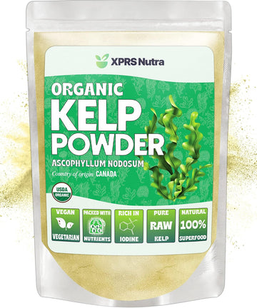 Xprs Nutra Organic Kelp Powder (Ascophyllum Nodosum) - Seaweed Powder Rich In Iodine, Immune Vitamins And Minerals - Food Grade Sea Kelp Supplement Vegan Superfood For Skin Care (4 Oz)