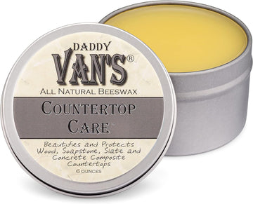 Daddy Van's® All Natural Beeswax Countertop Care for Soapstone, Slate, Concrete Composite and Butcher Block Counter Tops - Food Safe, Chemical-Free and Non-Toxic - 6 Oz. Tin