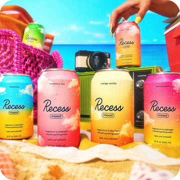 Recess Mood Magnesium & Adaptogen Drink, Relaxation Beverage, 12 Ounce (Black Cherry, 12 Pack)