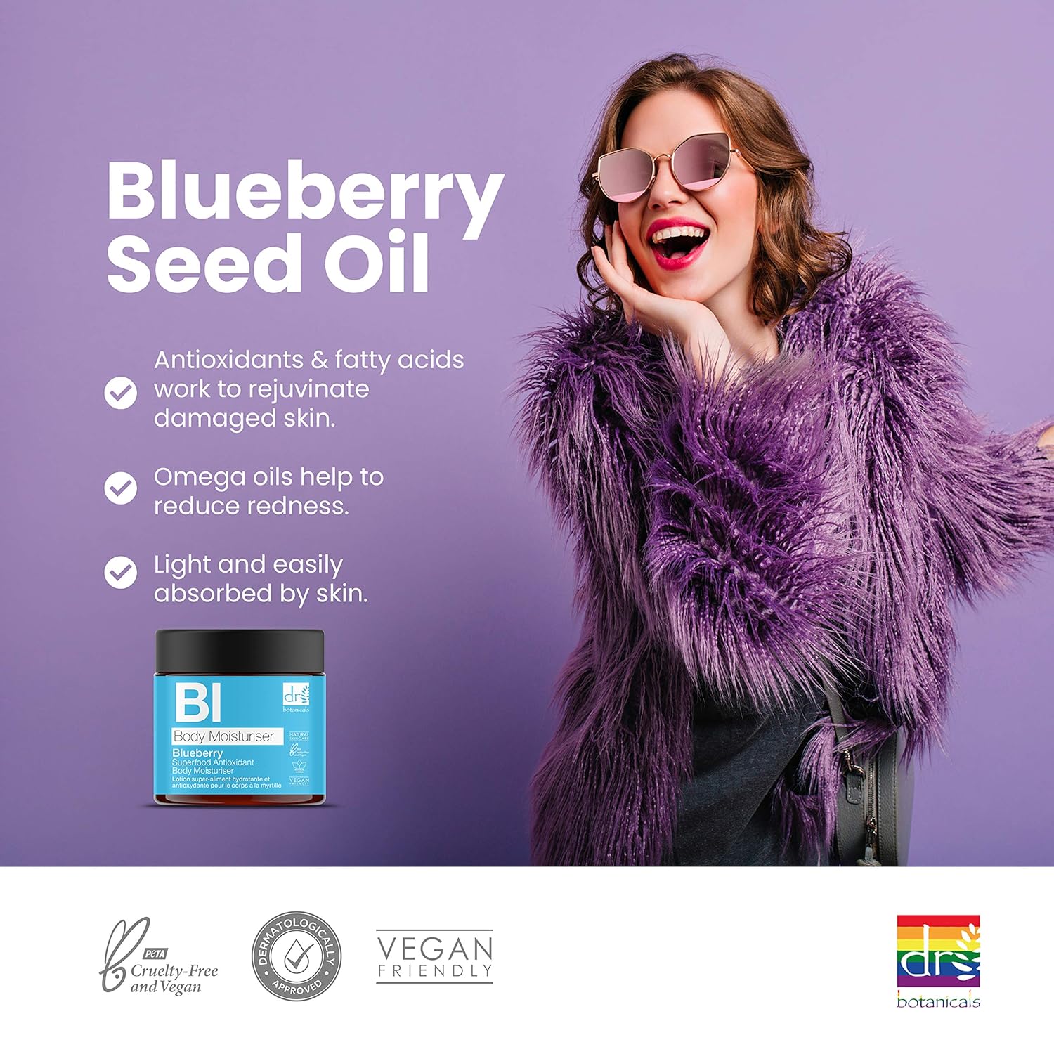 Dr Botanicals Blueberry Superfood Antioxidant Body Moisturiser With Vitamins & Antioxidants 60Ml/2.02 Fl Oz : Beauty & Personal Care