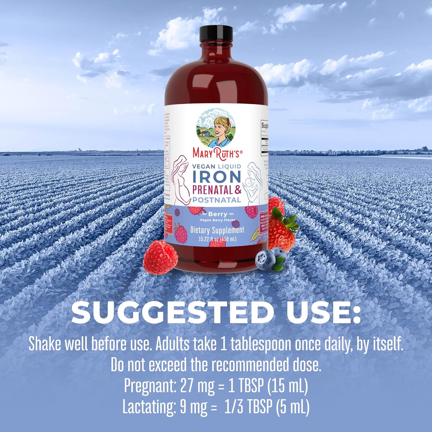 MaryRuth Organics | Liquid Iron Supplement Prenatal & Postnatal for Pregnant & Lactating | Iron Deficiency | Immune Support | Sugar/Gluten Free | Vegan | Non-GMO | 15.22 Fl Oz : Health & Household