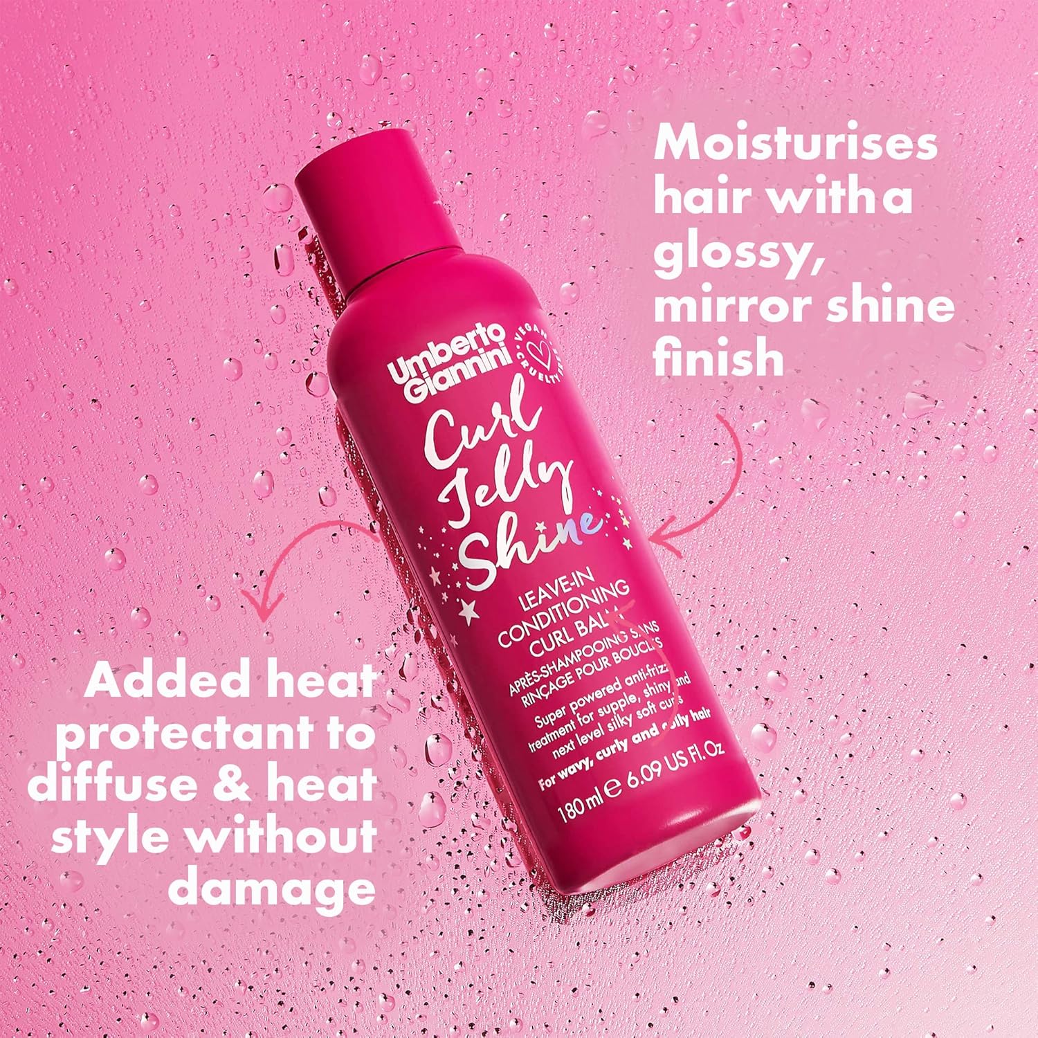 Umberto Giannini Curl Jelly Shine Moisturising Leave-In Conditioner for Curls Waves and Coils - Vegan Curl Heat Protectant and Curl Primer 180ml (1 pack) : Amazon.co.uk: Beauty