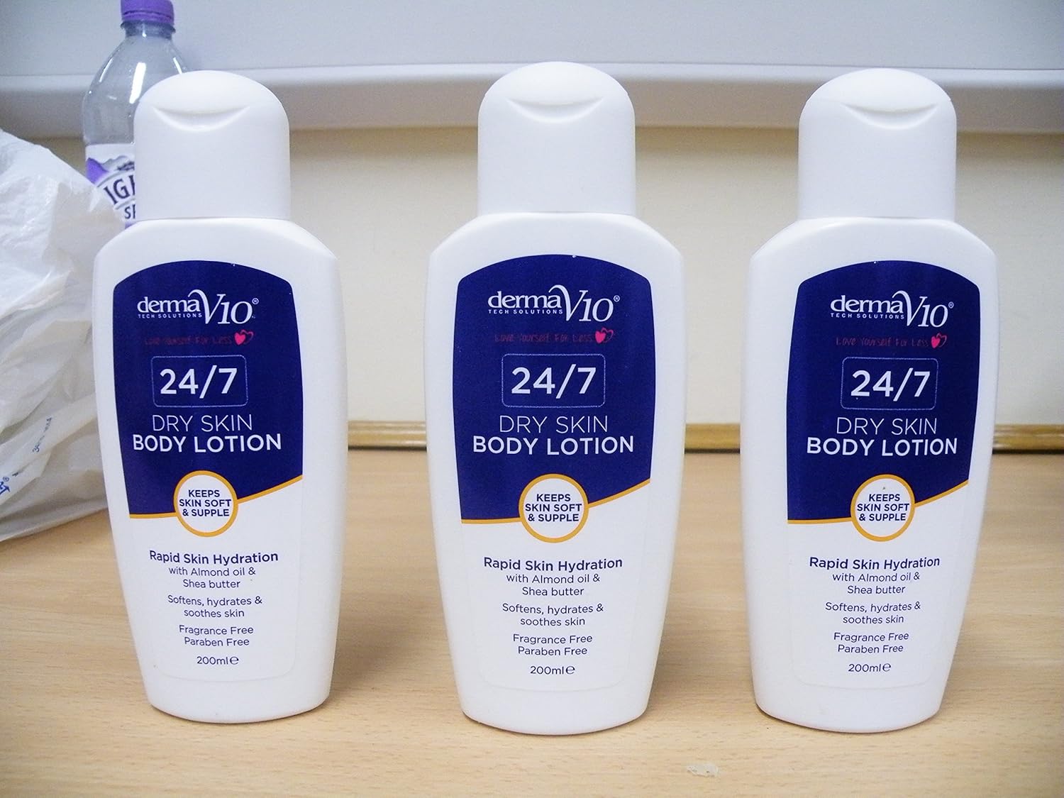 3X Derma V10 24/7 Dry Skin Body Lotion Moisturiser With Almond Oil & Shea Butter 200Ml