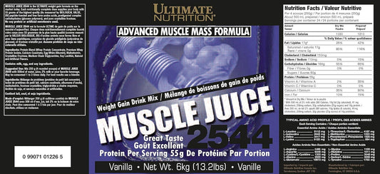 Ultimate Nutrition Muscle Juice 2544 Whey Protein Isolate-Muscle Builder-High Calorie-Weight Gain Drink Mix- 55 Grams of Protein Per Serving, Vanilla, 13.2 Pounds