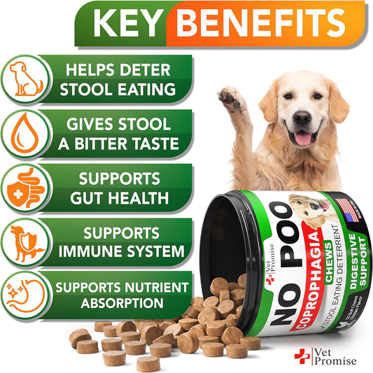 No Poo Chews for Dogs - Coprophagia Stool Eating Deterrent for Dogs - Prevent Dog from Eating Poop - Stop Eating Poop for Dogs Supplement with Probiotics & Enzymes - Forbid for Dogs Deterrent