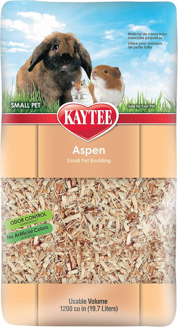 Kaytee Aspen Small Animal Pet Bedding For Pet Guinea Pigs, Rabbits, Hamsters, Gerbils, And Chinchillas, 19.7 Liters