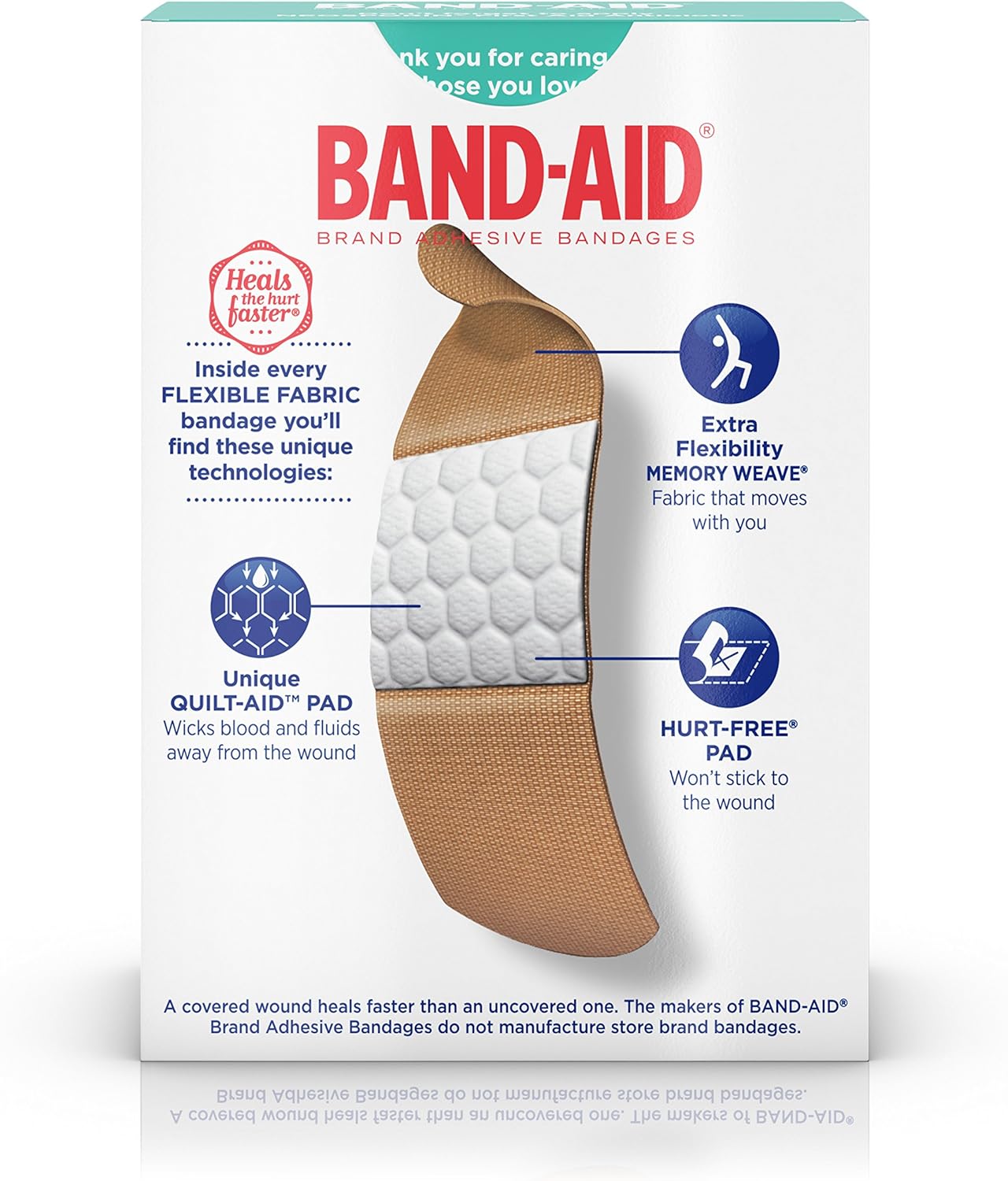 BAND-AID Bandages Flexible Fabric Assorted Sizes 30 Each (Pack of 2) : Health & Household