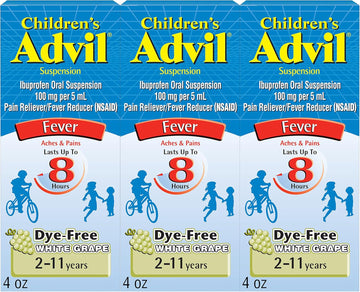 Children'S Advil Pain Reliever And Fever Reducer, Dye Free Children'S Ibuprofen For Pain Relief, Liquid Ibuprofen For Children, White Grape - 4 Fl Oz