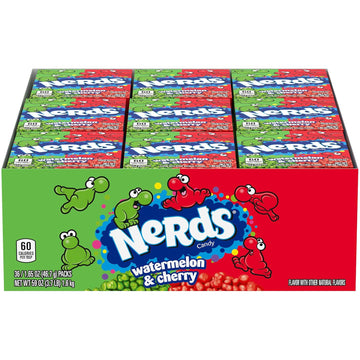 Nerds Candy, Watermelon & Wild Cherry Flavor, 1.65 Ounce Treat-Size Theater Candy Boxes (Pack Of 36)