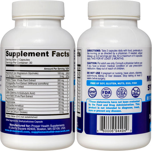 Anxiousness Supplements, Better Calming, Stress & Mood Support Supplement With Kava Kava, Ashwagandha L Theanine, Magnesium, Gaba & More. Adaptogens & Nootropics For Women & Men, 60 Capsules, Usa