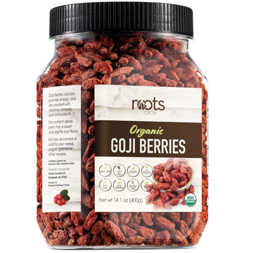 Roots Circle Usda Organic Dried Goji Berries 14.1Oz Jar 1 Pack | Bulk Supply Of Goji Berry Fruit Superfood | Naturally Rich In Antioxidants To Support Healthy Skin | Raw, Natural, Vegan, Non-Gmo, Kosher