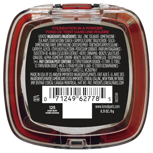L'Oreal Paris Makeup Infallible Fresh Wear Foundation In A Powder, Up To 24H Wear, Waterproof, Ivory Buff, 0.31 Oz