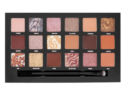 W7 Racy Pressed Pigment Palette - 18 Red Nude Colors - Flawless Long-Lasting Glam Makeup