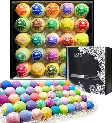 Natural Bath Bombs Gift Set For Women And Men. 50 Essential Oil Bath Bombs With Organic & Moisturizing Pure Goodness