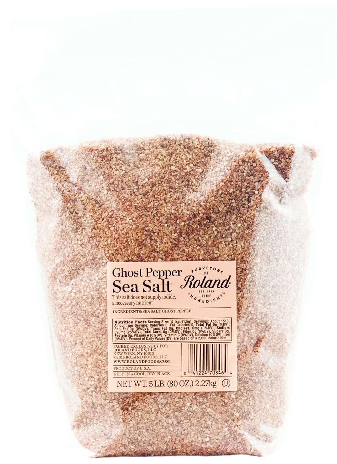 Roland Foods Sea Salt, Ghost Pepper, 5 Pound