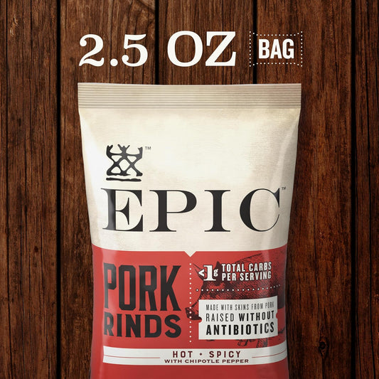 Epic Artisanal Pork Rinds, Hot And Spicy, 2.5 Oz, 4 Ct