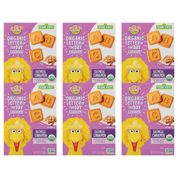 Earth'S Best Organic Kids Snacks, Sesame Street Toddler Snacks, Organic Letter Of The Day Cookies For Toddlers 2 Years And Older, Oatmeal Cinnamon, 5.3 Oz Box (Pack Of 6)