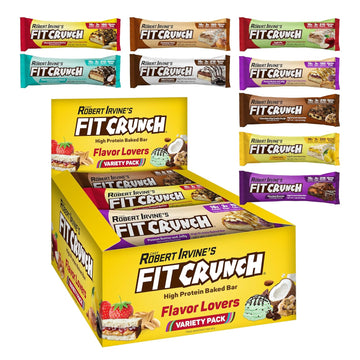 Fitcrunch Snack Size Protein Bars, Designed By Robert Irvine, 6-Layer Baked Bar, 3G Of Sugar, Gluten Free & Soft Cake Core (9 Count, Flavor Lovers)