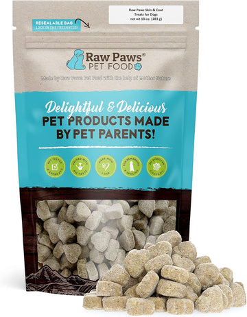 Raw Paws Skin & Coat Treats For Dogs, 10-Oz/100-Ct - Usa Made - Coconut & Salmon Omega 3 Dog Treats, Soft Skin Chews - Dry Skin Dog Treats Support Healthy Dog Coat - Skin And Coat Supplement For Dogs