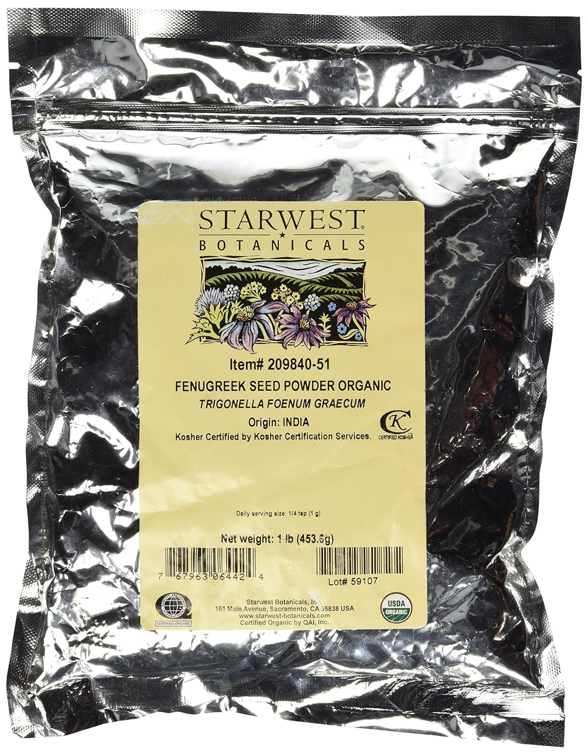 Starwest Botanicals Organic Fenugreek Seed Powder, 1 Pound : Grocery & Gourmet Food