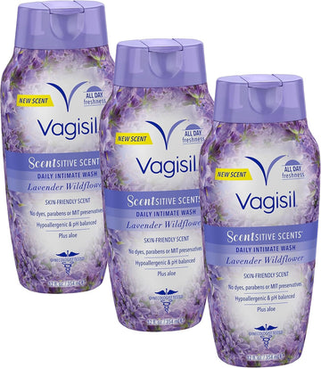 Vagisil Feminine Wash For Intimate Area Hygiene, Scentsitive Scents, Ph Balanced And Gynecologist Tested, Spring Lilac, 12 Oz (Pack Of 3)
