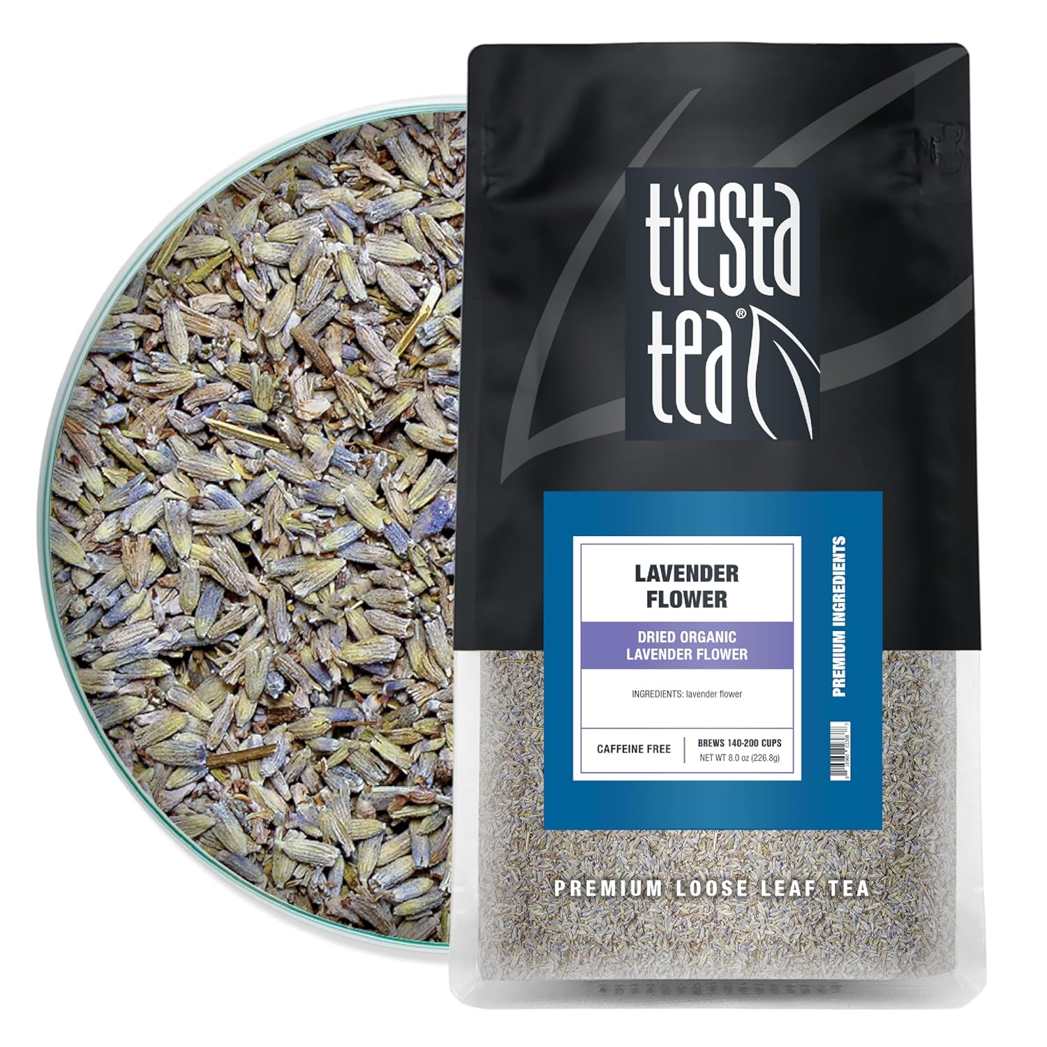 Tiesta Tea - Dried Organic Lavender Flower | Premium Loose Leaf Tea Blend | Non-Caffeinated Tea | Make Hot Or Iced Tea | 100% Raw Edible Lavender Buds, All Natural Flavors - 8Oz Resealable Bulk Pouch