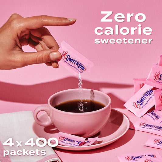 Sweet’N Low Zero-Calorie Sweetener | Contains Saccharin, Sugar Substitute, Keto, Vegan, Gluten-Free | Great For Cooking, Baking, Coffee, Tea, Hot/Cold Beverages | 400 Packets (4 Pack)