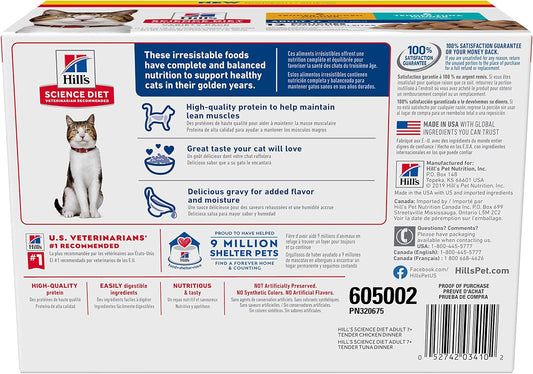 Hill'S Science Diet Adult 7+, Senior Adult 7+ Premium Nutrition, Wet Cat Food, Variety Case: Chicken; Tuna Stew, 2.8 Oz Pouch Variety Case, Case Of 12