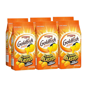 Goldfish Flavor Blasted Xtra Cheddar Cheese Crackers, Baked Snack Crackers, 6.6 Oz Bag (Pack Of 6)