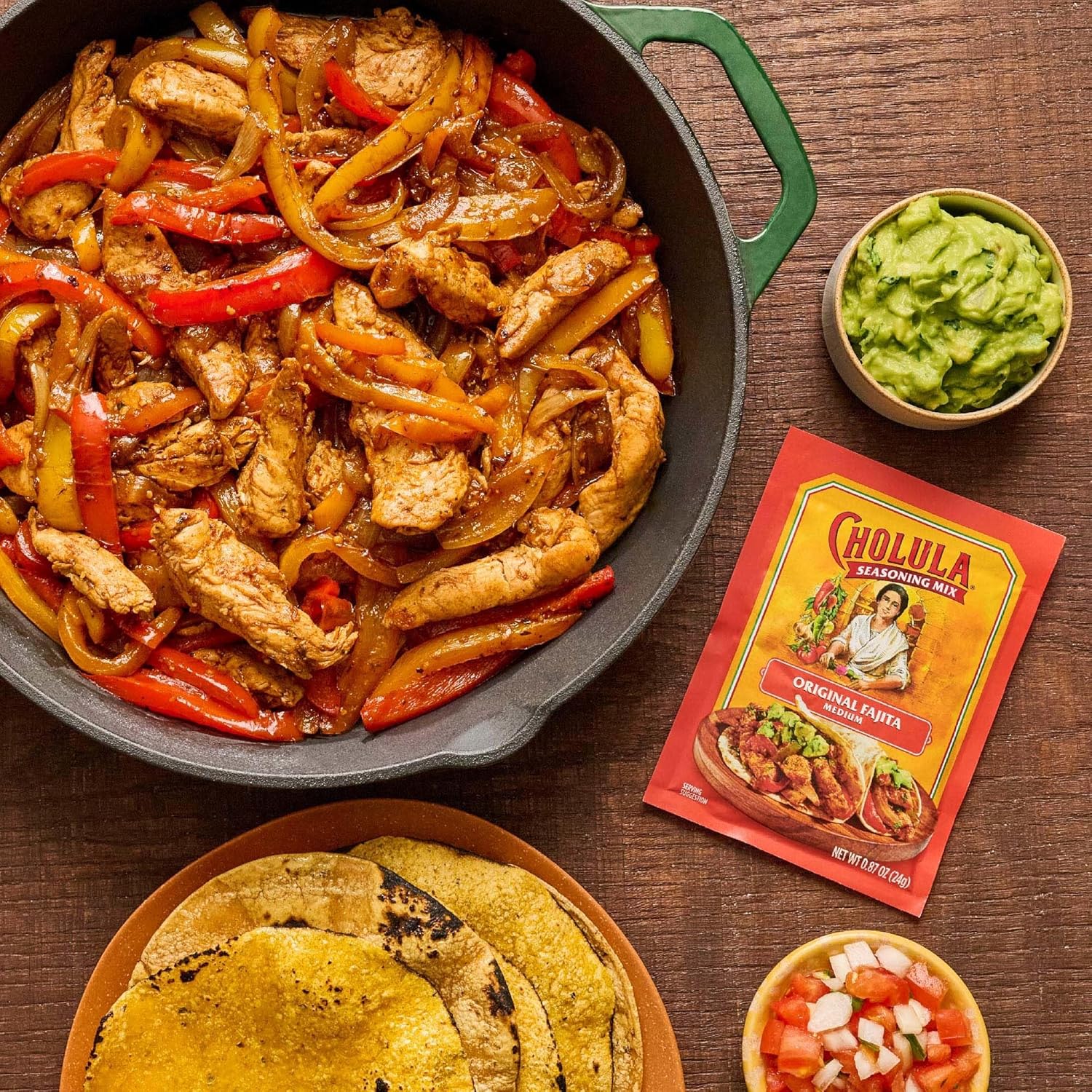Cholula Seasoning Mix, Original Fajita, Medium Heat, For Chicken, Steak, Shrimp & Veggie Fajitas, 0.87 Oz