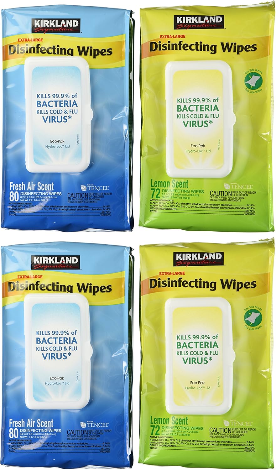 Kirkland Signature U691270C Disinfecting Wipes, Extra Large (Pack Of 4)