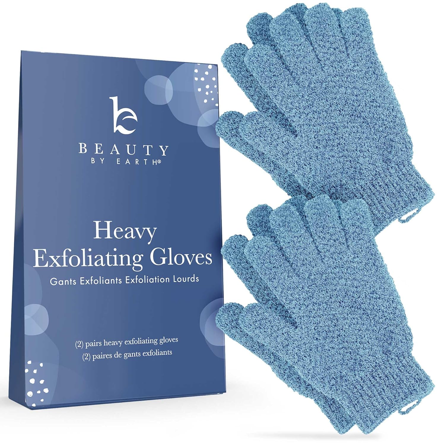 Exfoliating Glove (4 Pcs, 2 Pairs) - Heavy Exfoliate Glove for Dead Skin Bath Exfoliating Gloves for Shower Spa Massage & Body Scrub - Shower Gloves Exfoliating for Women & Men
