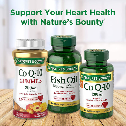 Nature's Bounty Fish Oil, Supports Heart Health, 1200 Mg, 360mg Omega-3, 200 Odorless Coated Softgels