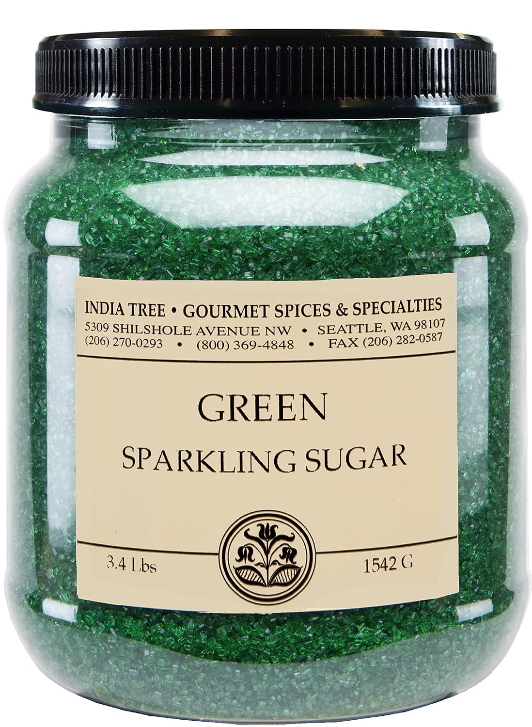 India Tree, Emerald Green Sparkling Sugar, Canister | Shimmery Sugar Sprinkles For Baking And Decorating | 3.4 Lb (Pack Of 2)