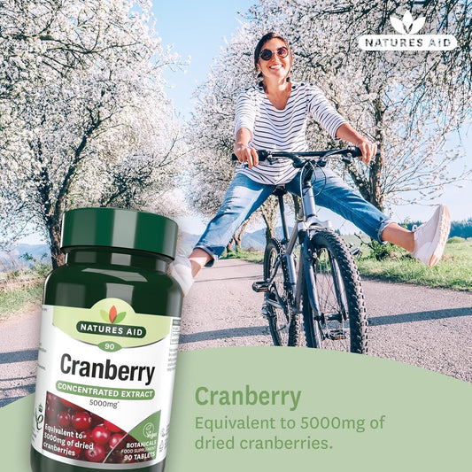 Natures Aid Cranberry 200Mg – High Strength Tablets – Supports Urinary Tract Health & Immune System – Antioxidant Protection – Vegan, Gluten Free – 90 Tablets – Food Supplement