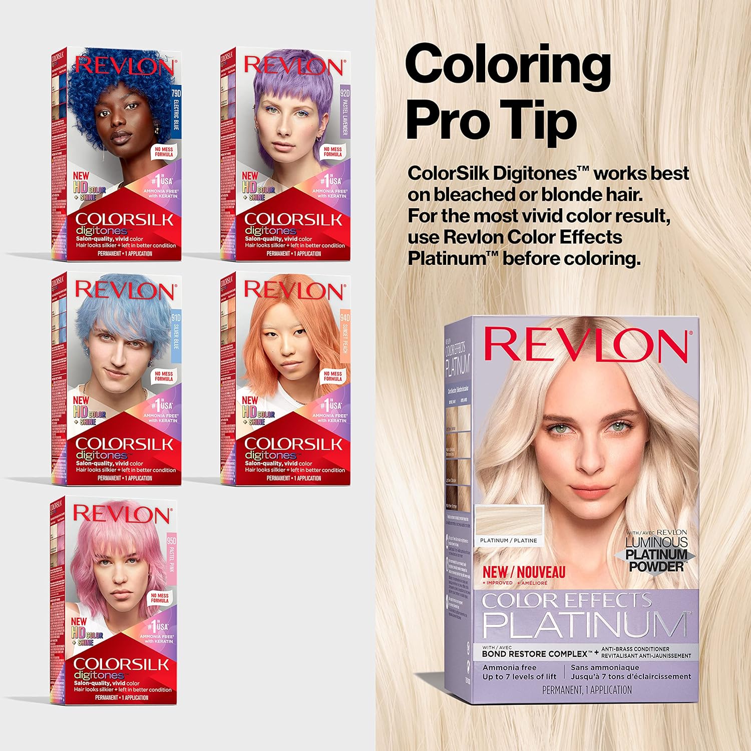 Revlon Permanent Hair Color ColorSilk Digitones with Keratin, 94D Sunset Peach (Pack of 1) : Beauty & Personal Care