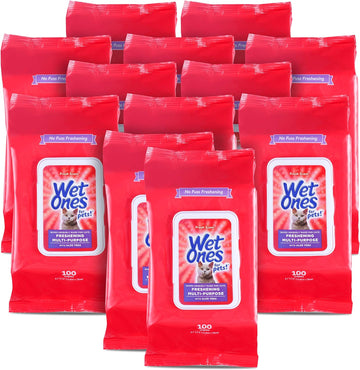 Wet Ones for Pets Freshening Multipurpose Wipes for Cats With Aloe Vera |Easy to Use Cat Cleaning Wipes, Freshening Cat Grooming Wipes for Pet Grooming in Fresh Scent|100 ct Pouch Cat Wipes|12-Pack