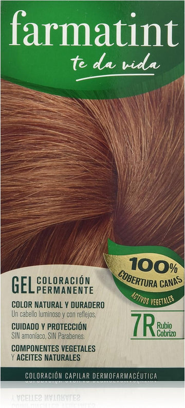 Farmatint 7R Copper Blonde Gel | Natural And Durable Colour | Plant Components And Natural Oils | Ammonia Free | Paraben Free | Dermatologically Tested