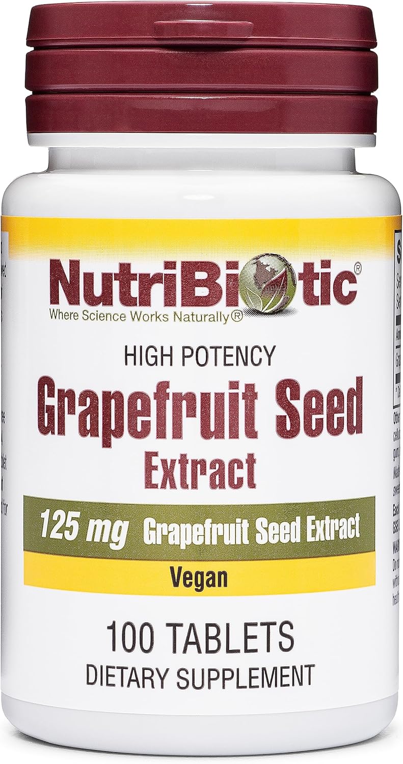 NutriBiotic ? Grapefruit Seed Extract Tablets 125mg, 100 Count | Premium Grade GSE with Bioavonoids | Potent Immune & Overall Health Support | Easy to Swallow | Vegan, Gluten Free, Non-GMO