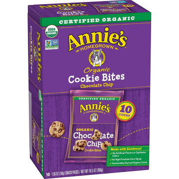 Annie'S Organic Chocolate Chip Cookie Bites, 10 Packets, Kids Snacks, Back To School Snacks, 10.5 Oz