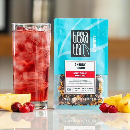 Tiesta Tea - Cherry Punch | Sweet Cherry Herbal Tea | Premium Loose Leaf Tea Blend | Non-Caffeinated Fruit Tea | Make Hot Or Iced & Up To 25 Cups | Made W/Natural Ingredients - 2Oz Resealable Pouch