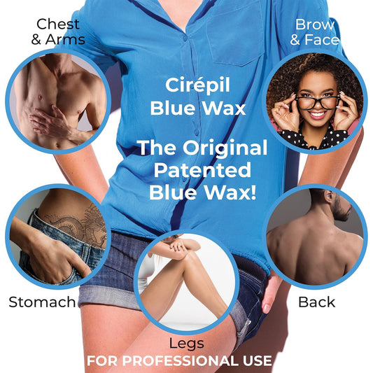 Cirepil - Blue - 400G / 14.11 Oz Wax Tin - All-Purpose & Unscented - Perfect For Sensitive Skin - Disposable Blue Wax Refill Bag - Fluid Gel Texture, Easy Removal, Peel-Off Wax - No Strip Needed
