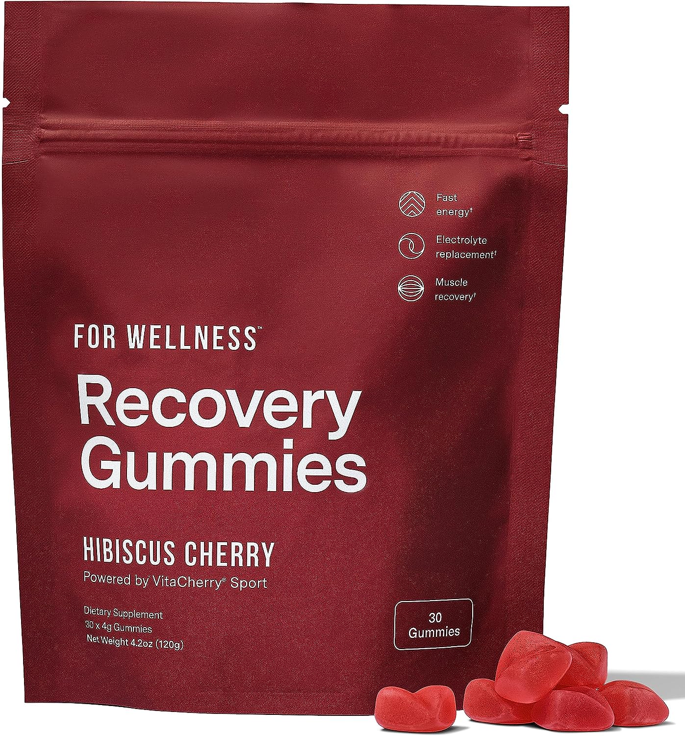 For Wellness Recovery Gummies? Hibiscus Cherry (30 Gummies) ? Supports