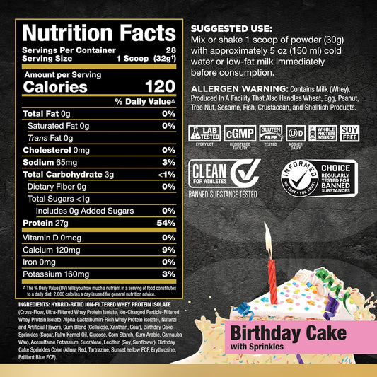 Allmax Nutrition - Isoflex Whey Protein Powder, Whey Protein Isolate, 27G Protein, Birthday Cake, 2 Pound