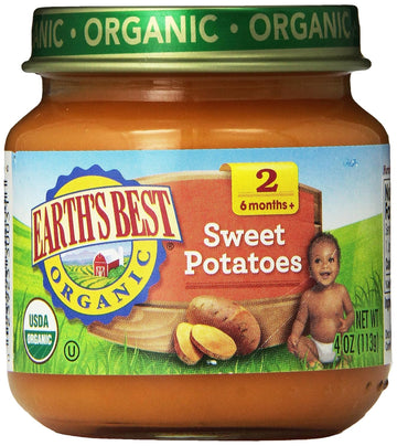 Earth'S Best Organic Stage 2 Baby Food, Sweet Potato, 4 Oz. Jar (Pack Of 12)