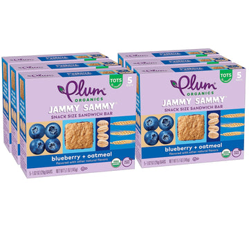 Plum Organics Jammy Sammy Snack Bars - Blueberry And Oatmeal - 1.02 Oz Bars (Pack Of 30) - Organic Toddler Food Snack Bars